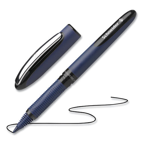 Image of Schneider® One Business Rollerball Pen, Stick, Fine 0.6 mm, Black Ink, Dark Blue/Black Barrel, 10/Box