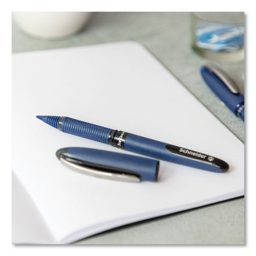 Image of Schneider® One Business Rollerball Pen, Stick, Fine 0.6 mm, Black Ink, Dark Blue/Black Barrel, 10/Box