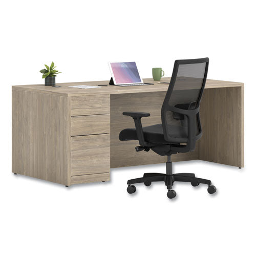Image of HON® 10500 Series Single Full-Height Pedestal Desk, Left: Box/Box/File, 72" x 36" x 29.5", Kingswood Walnut