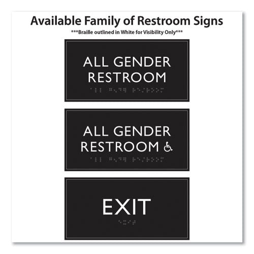 Image of Headline® Sign ADA Sign, All Gender Restroom Accessible, Plastic, 4 x 4, Clear/White