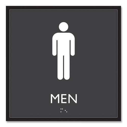 Image of Headline® Sign ADA Sign, Men, Plastic, 8 x 8, Clear/White