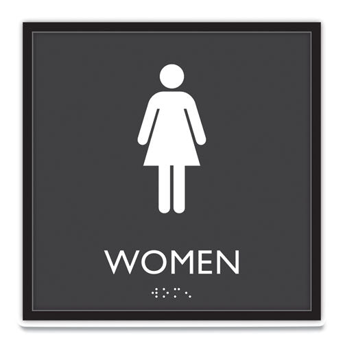 Image of Headline® Sign ADA Sign, Women, Plastic, 8 x 8, Clear/White