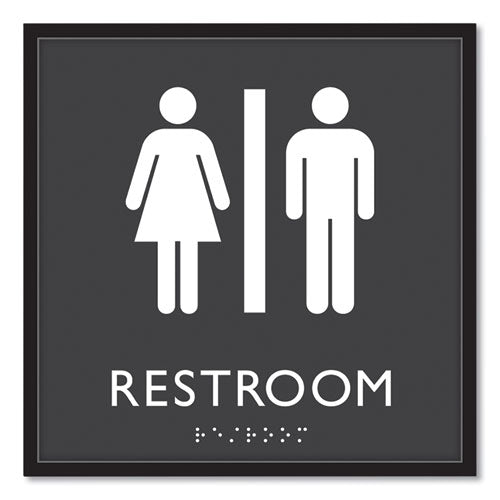 Image of Headline® Sign ADA Sign, Unisex Restroom, Plastic, 8 x 8, Clear/White