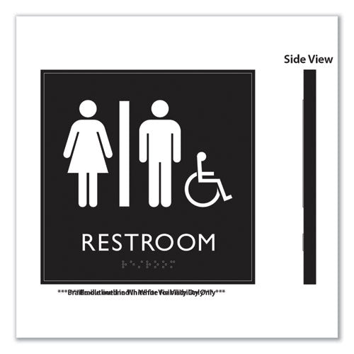 Image of Headline® Sign ADA Sign, Unisex Accessible Restroom, Plastic, 8 x 8, Clear/White