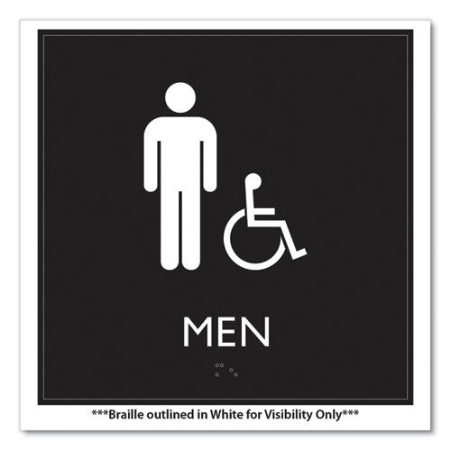 Image of Headline® Sign ADA Sign, Men Accessible, Plastic, 8 x 8, Clear/White