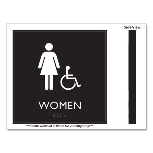 Image of Headline® Sign ADA Sign, Women Accessible, Plastic, 8 x8, Clear/White