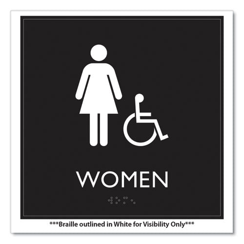 Image of Headline® Sign ADA Sign, Women Accessible, Plastic, 8 x8, Clear/White