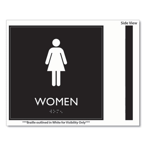 Image of Headline® Sign ADA Sign, Women, Plastic, 8 x 8, Clear/White