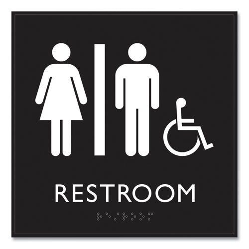Image of Headline® Sign ADA Sign, Unisex Accessible Restroom, Plastic, 8 x 8, Clear/White