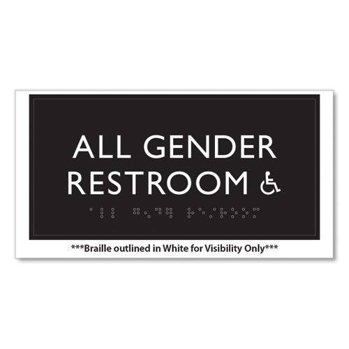 Image of Headline® Sign ADA Sign, All Gender Restroom Accessible, Plastic, 4 x 4, Clear/White