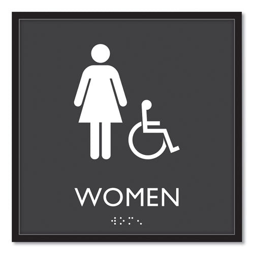 Image of Headline® Sign ADA Sign, Women Accessible, Plastic, 8 x8, Clear/White