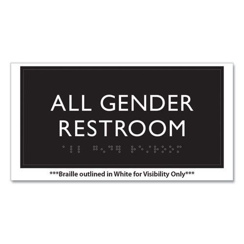 Image of Headline® Sign ADA Sign, All Gender Restroom, Plastic, 4 x 4, Clear/White
