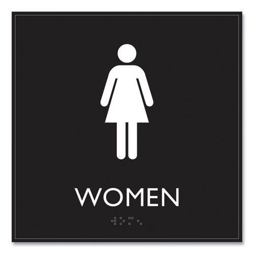 Image of Headline® Sign ADA Sign, Women, Plastic, 8 x 8, Clear/White