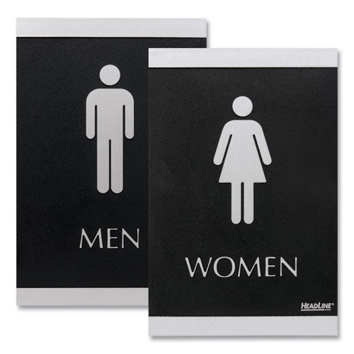 Image of Headline® Sign Century Series Office Sign, Men; Women, 6 x 9, Black/Silver