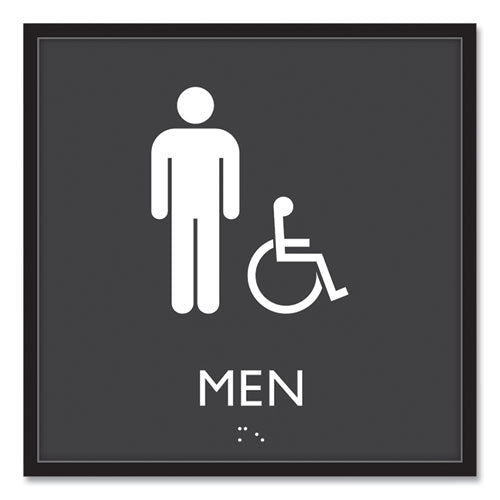 Image of Headline® Sign ADA Sign, Men Accessible, Plastic, 8 x 8, Clear/White
