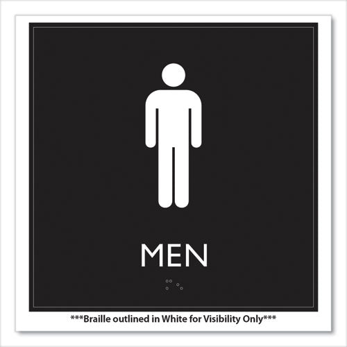 Image of Headline® Sign ADA Sign, Men, Plastic, 8 x 8, Clear/White