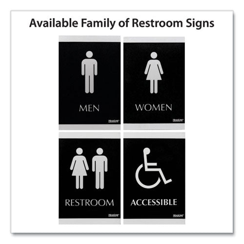 Image of Headline® Sign Century Series Office Sign, Men; Women, 6 x 9, Black/Silver