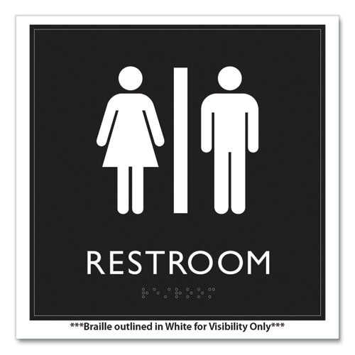 Image of Headline® Sign ADA Sign, Unisex Restroom, Plastic, 8 x 8, Clear/White