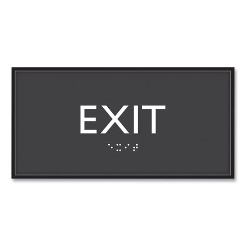 Image of Headline® Sign ADA Sign, Exit, Plastic, 4 x 4, Clear/White