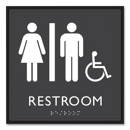 Image of Headline® Sign ADA Sign, Unisex Accessible Restroom, Plastic, 8 x 8, Clear/White