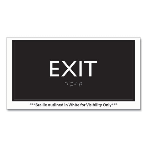 Image of Headline® Sign ADA Sign, Exit, Plastic, 4 x 4, Clear/White