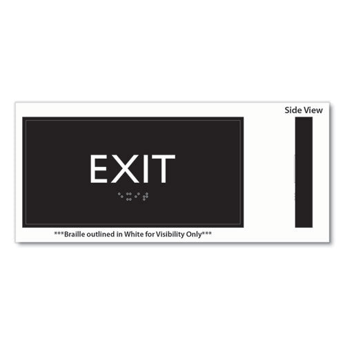 Image of Headline® Sign ADA Sign, Exit, Plastic, 4 x 4, Clear/White