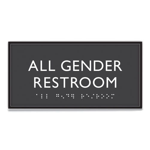Image of Headline® Sign ADA Sign, All Gender Restroom, Plastic, 4 x 4, Clear/White