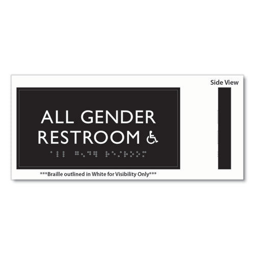 Image of Headline® Sign ADA Sign, All Gender Restroom Accessible, Plastic, 4 x 4, Clear/White