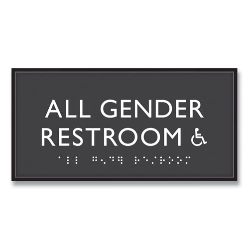 Image of Headline® Sign ADA Sign, All Gender Restroom Accessible, Plastic, 4 x 4, Clear/White