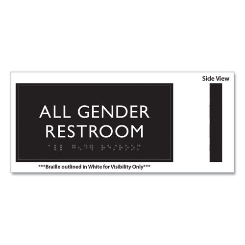 Image of Headline® Sign ADA Sign, All Gender Restroom, Plastic, 4 x 4, Clear/White
