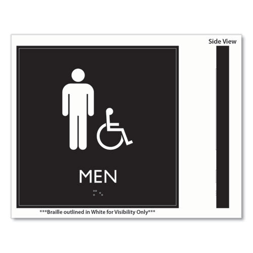 Image of Headline® Sign ADA Sign, Men Accessible, Plastic, 8 x 8, Clear/White