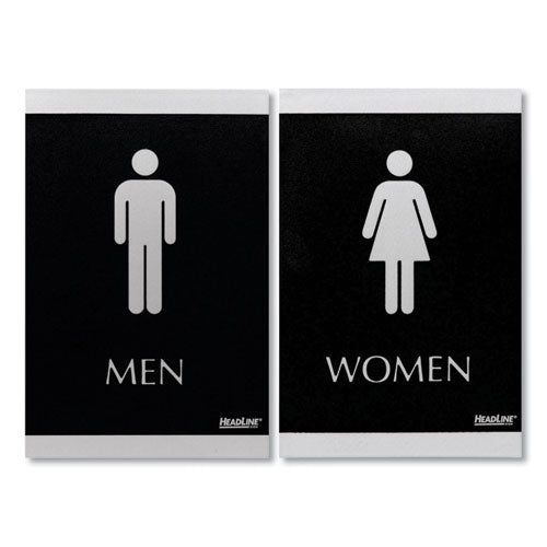 Image of Headline® Sign Century Series Office Sign, Men; Women, 6 x 9, Black/Silver
