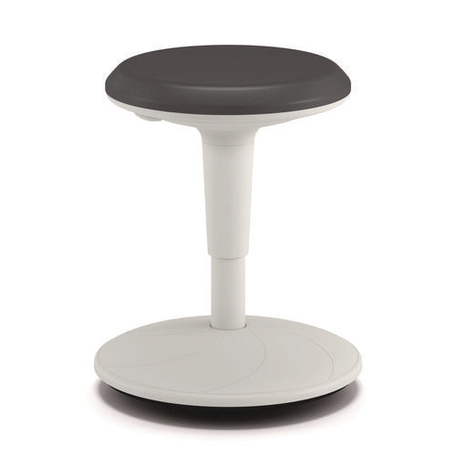 Image of HON® Revel Adjustable Height Fidget Stool, Backless, Supports Up to 250 lb, 13.75" to 18.5" Seat Height, Charcoal Seat, White Base