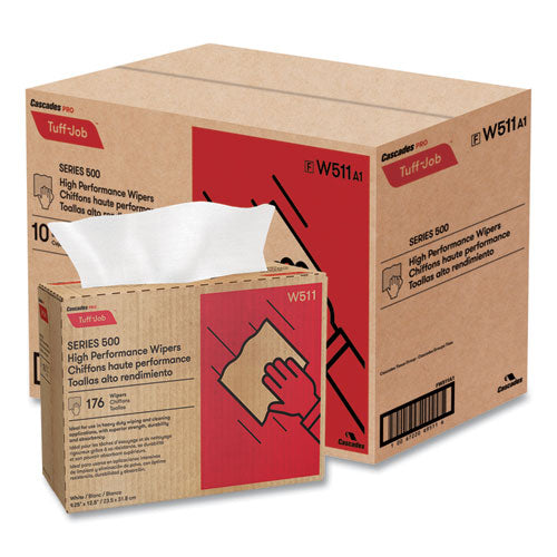 Image of Cascades PRO Tuff-Job S500 High Performance Wipers, 9.25 X 12.5, White, 176/box, 10 Box/carton