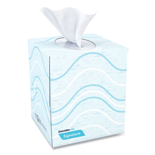 Image of Cascades PRO Signature Facial Tissue, 2-Ply, White, Cube, 90 Sheets/box, 36 Boxes/carton