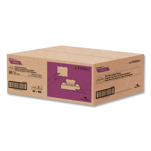 Image of Cascades PRO Select Flat Box Facial Tissue, 2-Ply, White, 100 Sheets/box, 30 Boxes/carton