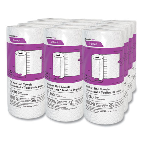 Image of Cascades PRO Select Kitchen Roll Towels, 2-Ply, 8 X 11, 250/roll, 12/carton