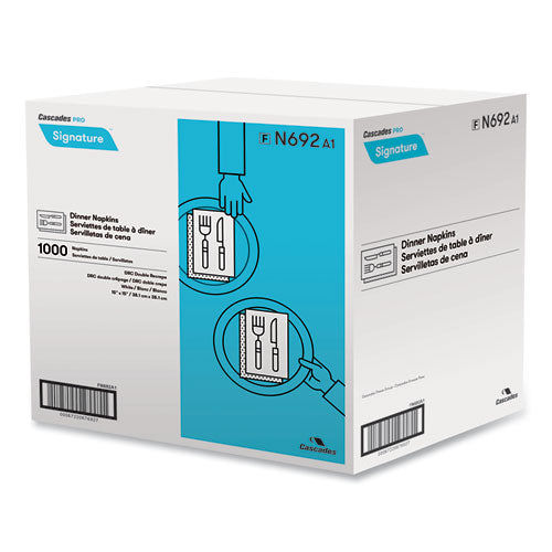 Image of Cascades PRO Select Dinner Napkins, 1-Ply, 15 X 15, White, 1000/carton