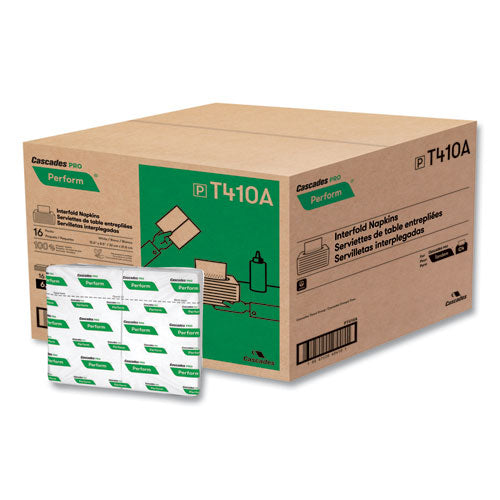 Image of Cascades PRO Perform Interfold Napkins, 1-Ply, 6.5 X 4.25, White, 376/pack, 16 Packs/carton