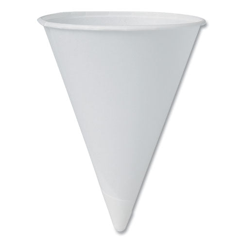 Image of SOLO® Cone Water Cups, Chipboard Box Inner Packaging, 4 oz, Paper, White, 200/Bag, 25 Bags/Carton