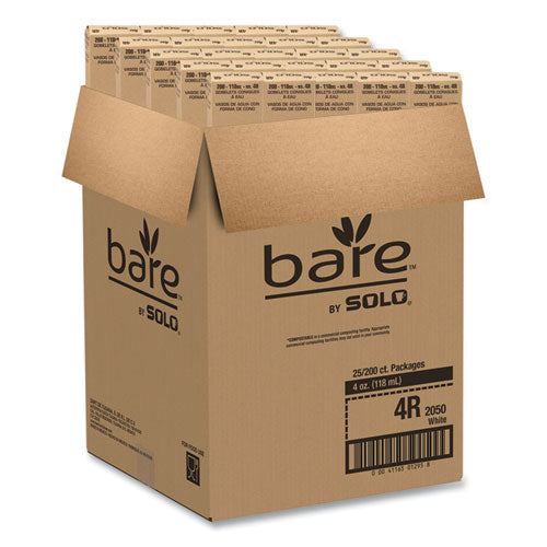 Image of SOLO® Cone Water Cups, Chipboard Box Inner Packaging, 4 oz, Paper, White, 200/Bag, 25 Bags/Carton