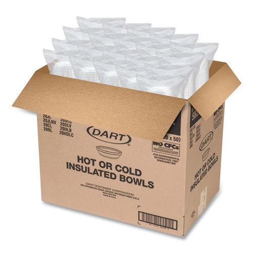 Image of Dart® Insulated Foam Bowls, 5 Oz, White, 50/pack, 20 Packs/carton