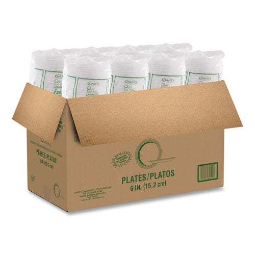 Image of Dart® Quiet Classic Laminated Foam Dinnerware Plates, 6" dia, White, 125/Pack, 8 Packs/Carton