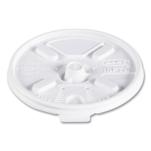 Image of Dart® Lift n' Lock Plastic Hot Cup Lids, Fits 10 oz Hot Cups, White, 1,000/Carton
