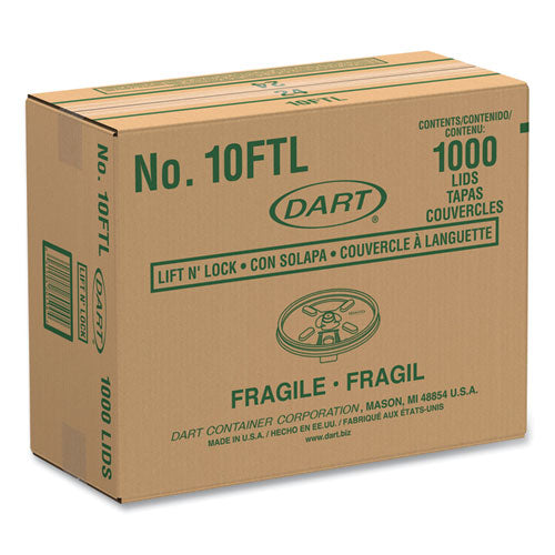Image of Dart® Lift n' Lock Plastic Hot Cup Lids, Fits 10 oz Hot Cups, White, 1,000/Carton