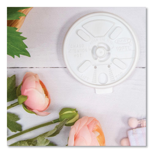 Image of Dart® Lift n' Lock Plastic Hot Cup Lids, Fits 10 oz Hot Cups, White, 1,000/Carton