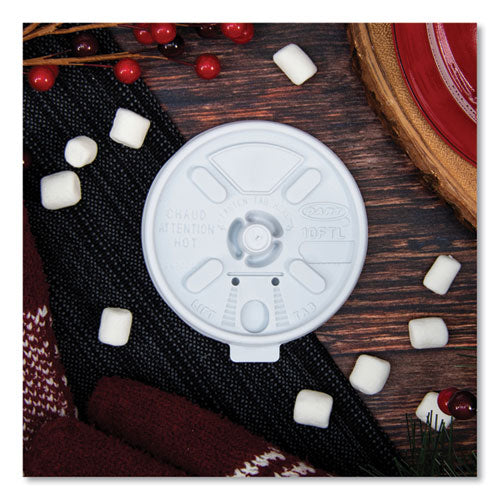 Image of Dart® Lift n' Lock Plastic Hot Cup Lids, Fits 10 oz Hot Cups, White, 1,000/Carton