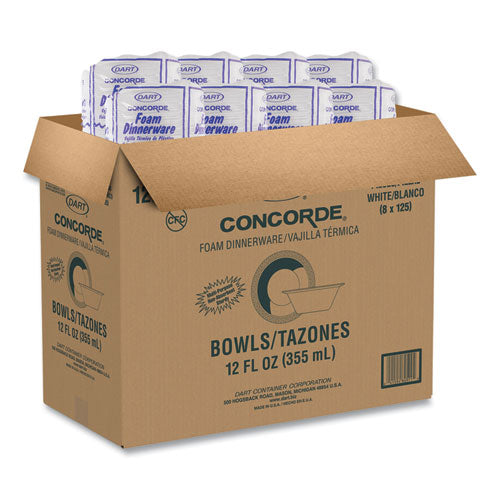 Image of Dart® Concorde Foam Bowl, 10, 12 Oz, White, 125/pack, 8 Packs/carton