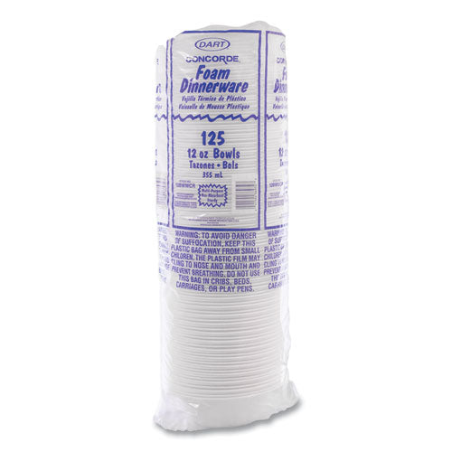 Image of Dart® Concorde Foam Bowl, 10, 12 Oz, White, 125/pack, 8 Packs/carton