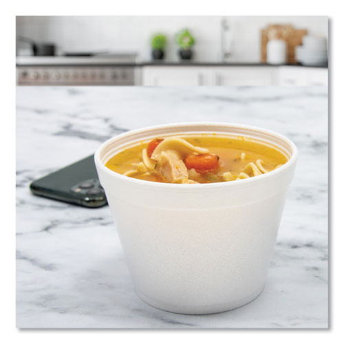 Image of Dart® Food Containers, 12 oz, White, Foam, 25/Bag, 20 Bags/Carton
